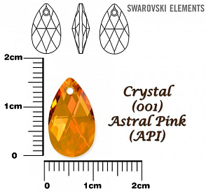 SWAROVSKI Pear-Shaped 6106 barva CRYSTAL ASTRAL PINK velikost 16mm.